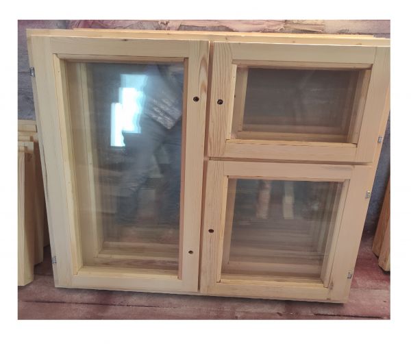 Деревянное окно  двустворчатое с форточкой